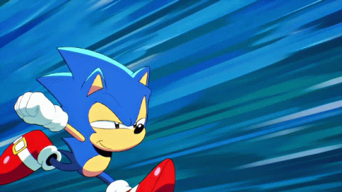 Gif of Sonic running in animated style